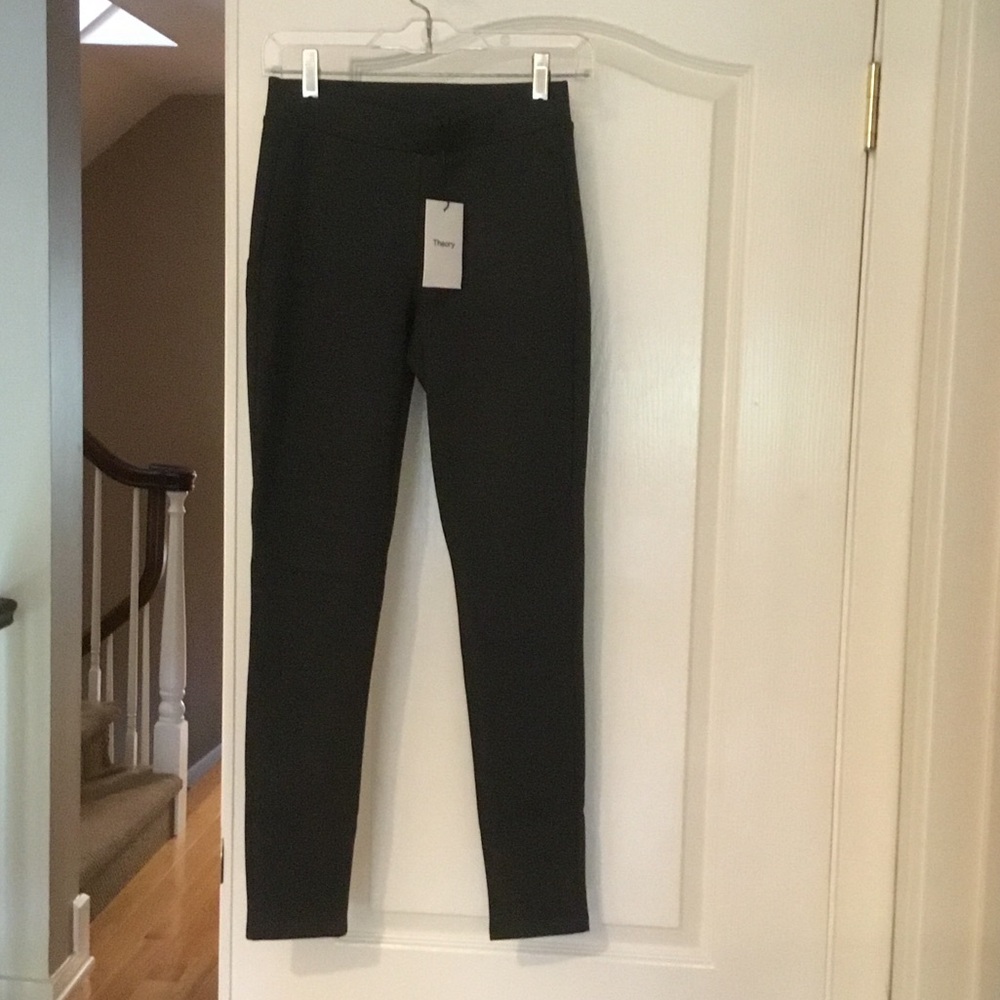 NWT Luxe Ponte Theory Dark Heather Charcoal Dress Pants Leggings sz Petite Small